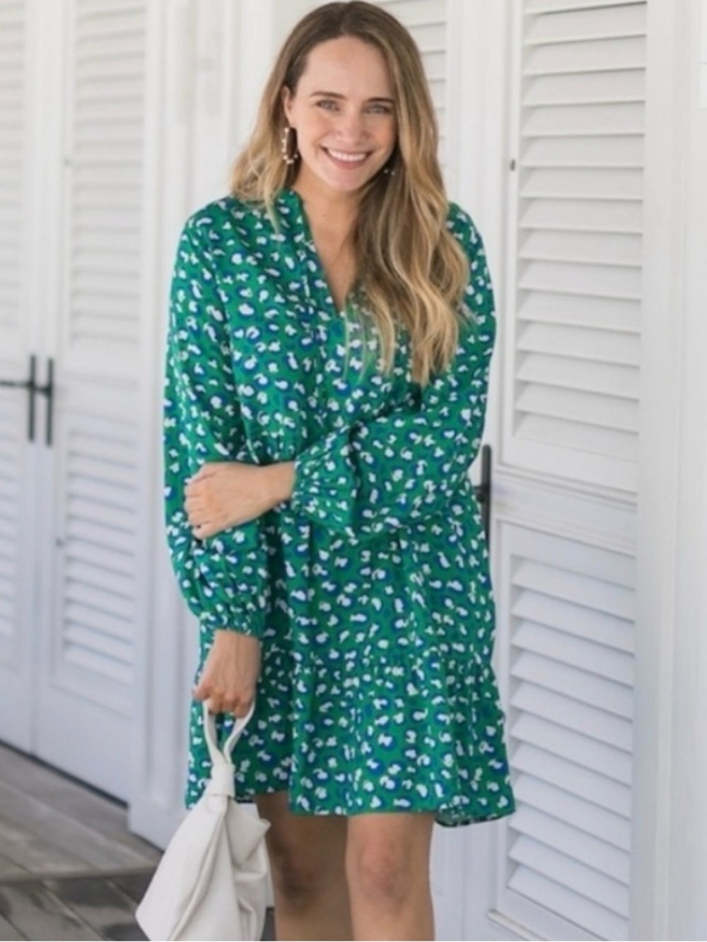 Grace Atwood’s The Drop Loose Fit Emerald Animal Leopard  Print Midi Dress XL